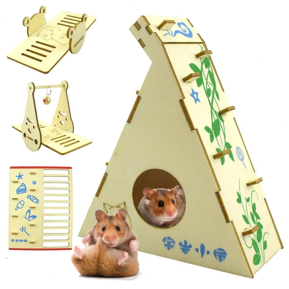 Safe Hamster House  Multiple Types Solid Wood Hamster Small Animal Hidden House