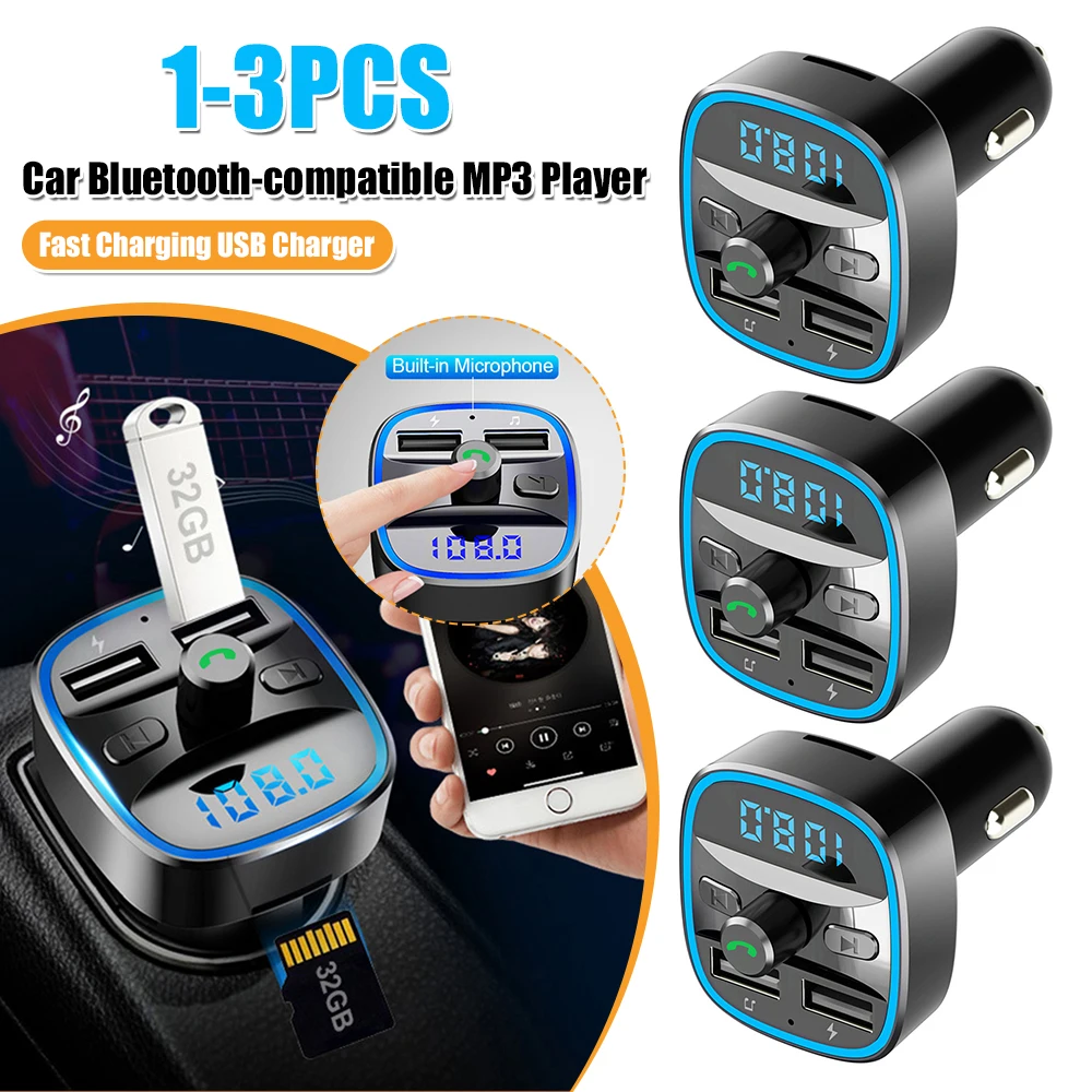 

Автомобильный Bluetooth-совместимый FM-модулятор 5.0, передатчик, умная голосовая навигация, MP3-плеер, быстрая зарядка, двойное USB-зарядное устройство