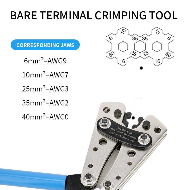 Crimping Pliers Tube Terminal Crimper Hex Crimp Tool Multitool Battery Cable Lug Cable Hand Tools HX-50B 6-50mm² AWG 10-0