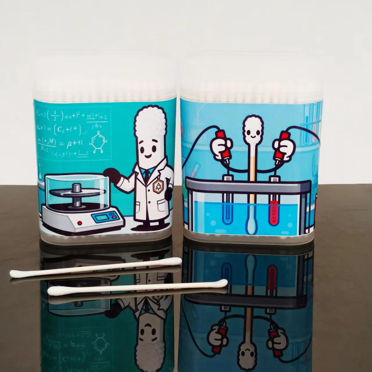 600 قطعة/800 قطعة موضوع مختبر العلوم نمط أعواد قطنية عصا غرامة رمح فرك صندوق القطن