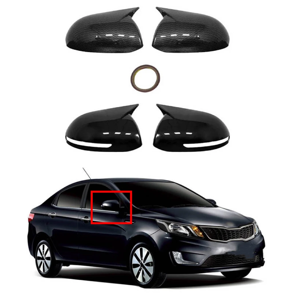 

Fit For Kia Rio 2011-2017 Car Sticker Rearview Side Mirror Cover Horn Wing Cap Exterior Rear View Case Trim Carbon Fiber Look