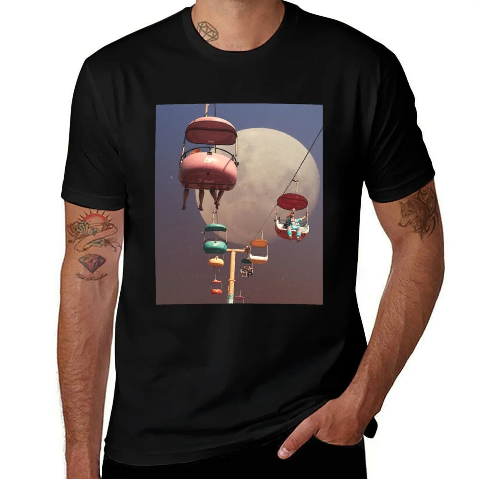 Vintage Collage T-Shirt Basic Crew Neck Short Sleeve Top T-Shirt
