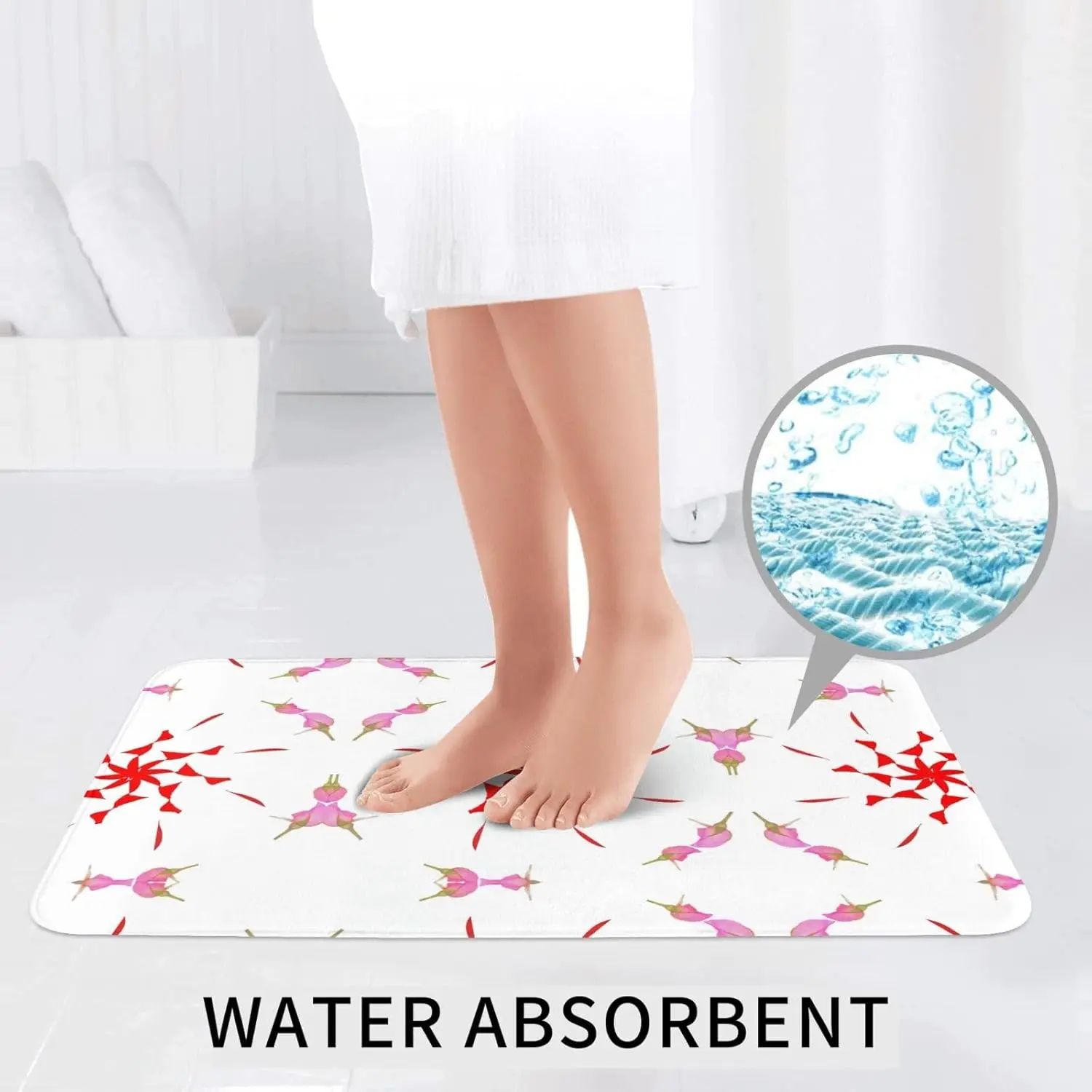 مجموعة سجاد الحمام المكونة من 3 قطع - مادة الفانيلا الناعمة والمتينة - سهلة الاستخدام والزينة تستخدم الزهرة المتراكمة والخراطة