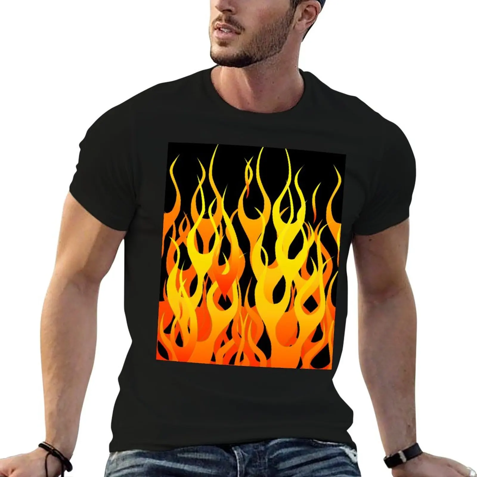 Racing Flames T-Shirt blue archive shirts graphic mens workout shirts