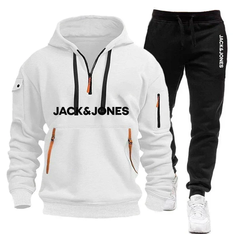 Autumn and winter men's sportswear set, fashionable casual sportswear top, windproof thickened men's sportswear pants, men's fas