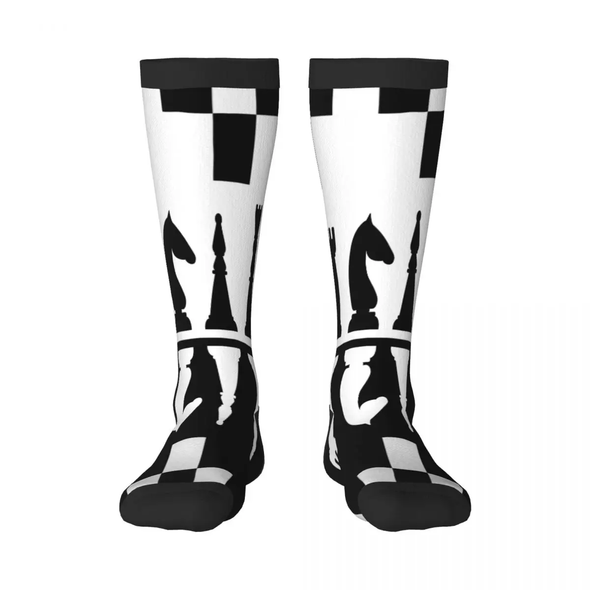 Knee Long Stocking Black And White Chess Pieces Adult Socks Stockings