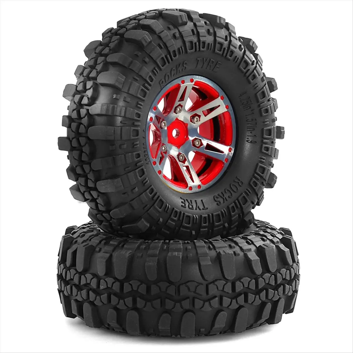 plplp 4pc 108mm 1.9inch Beadlock Wheel Rim Rubber Tire Set for 1/10 RC Crawler Car for Traxxas TRX4 RC4WD D90 D110 Axial SCX10