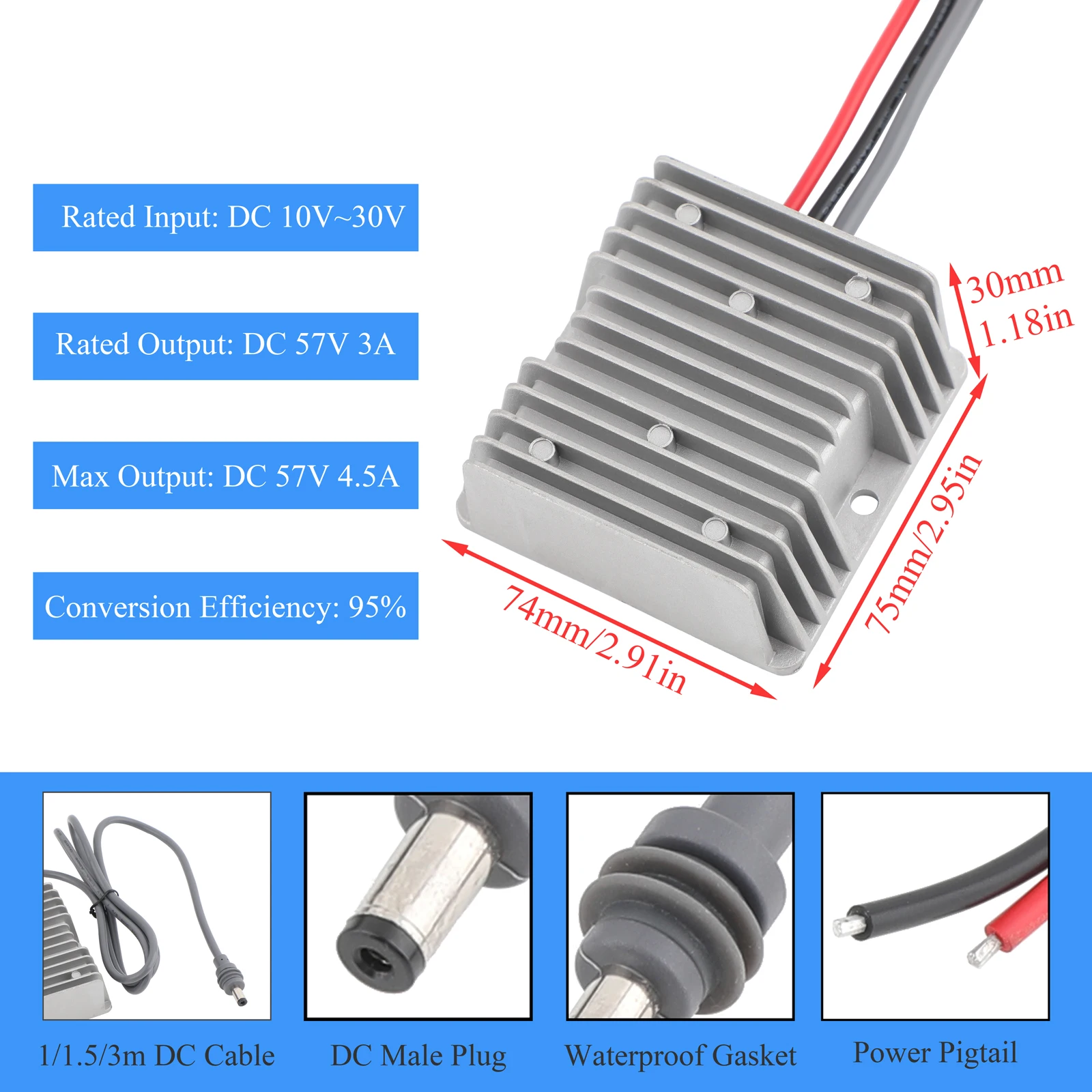 For Starlink Gen3 DC power boost converter  12V/24V to 57V 4.5A with Starlink male plug