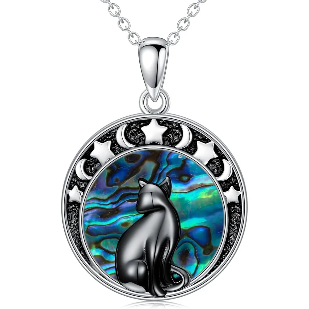 

Witch Necklace 925 Sterling Silver Pentagram Triple Moon Pentacle Pendant Wiccan Pagan Jewelry Witchy Gifts for Women