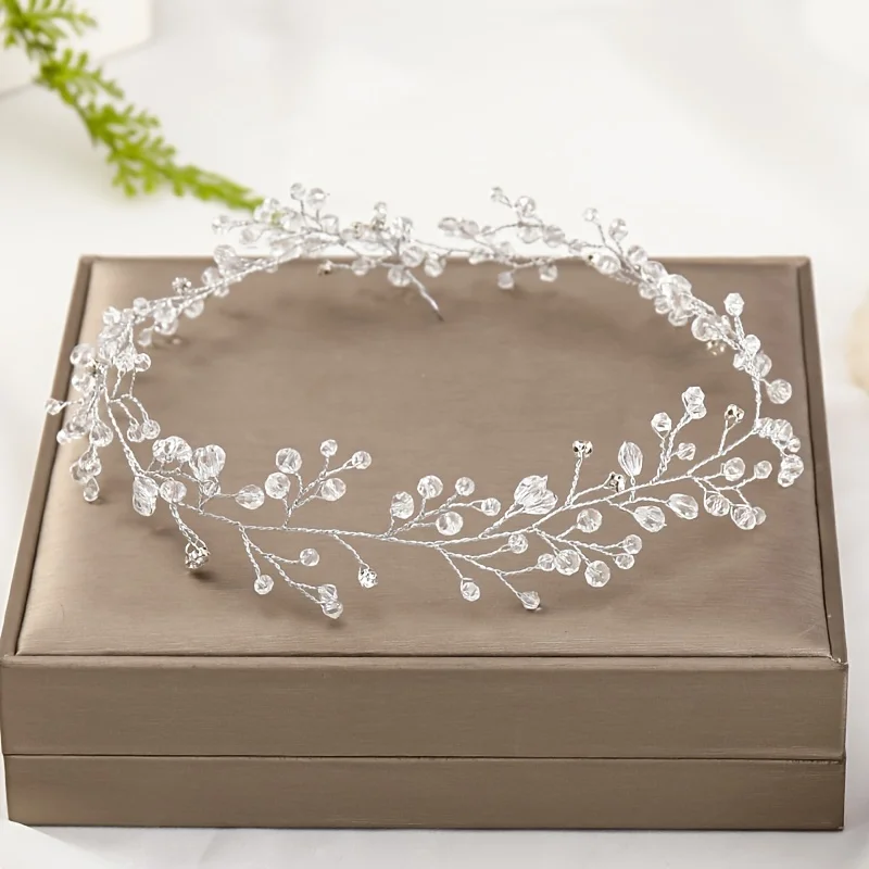 Women Rhinestone Crystal Headband Wedding Hair Accessories Luxurious Rhinestone Pearl Bride Headband Hairbands Hair Jewelry Vine