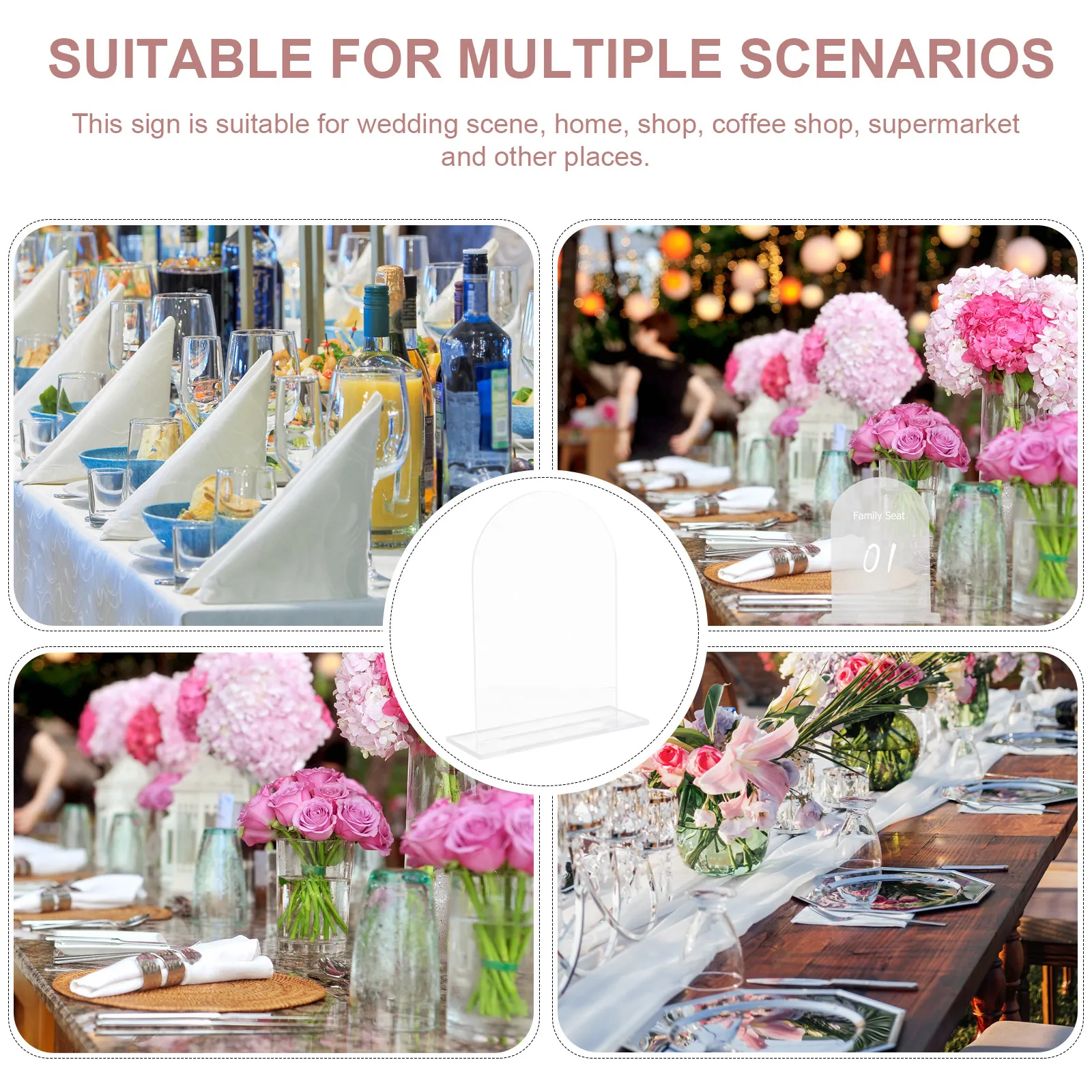 

5Sets Wedding Acrylic Place Cards Clear Blank Table Seating Name Cards Reusable Signs for Party Food Labels Card