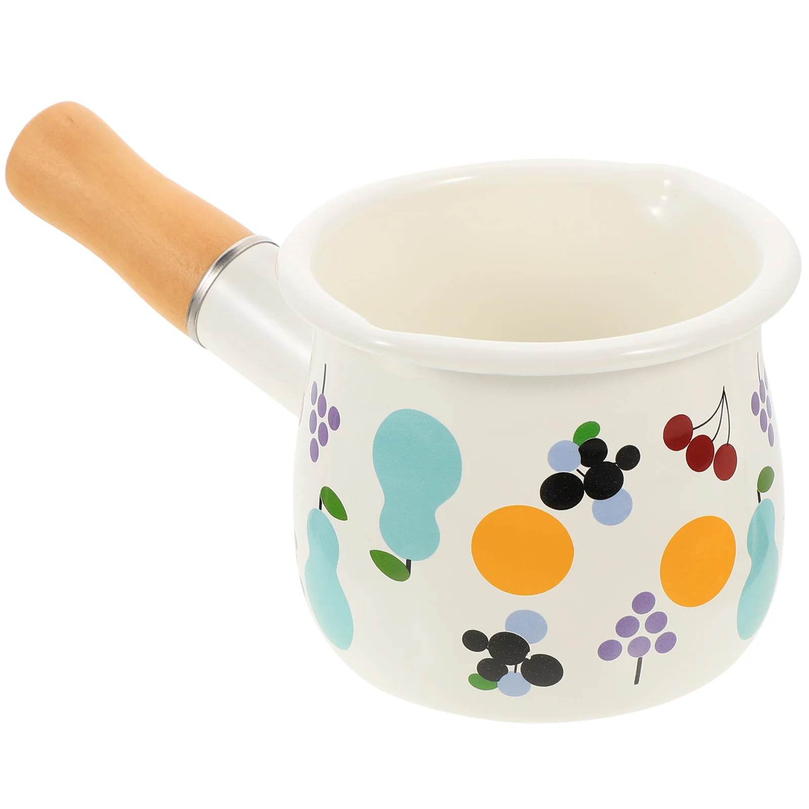 

1pc Enamel Milk Pot With Handle Enamel Sauce Pan Butter Warmer Japanese Style Saucepan Infant Assisted Food Pot Baby Food Warmer