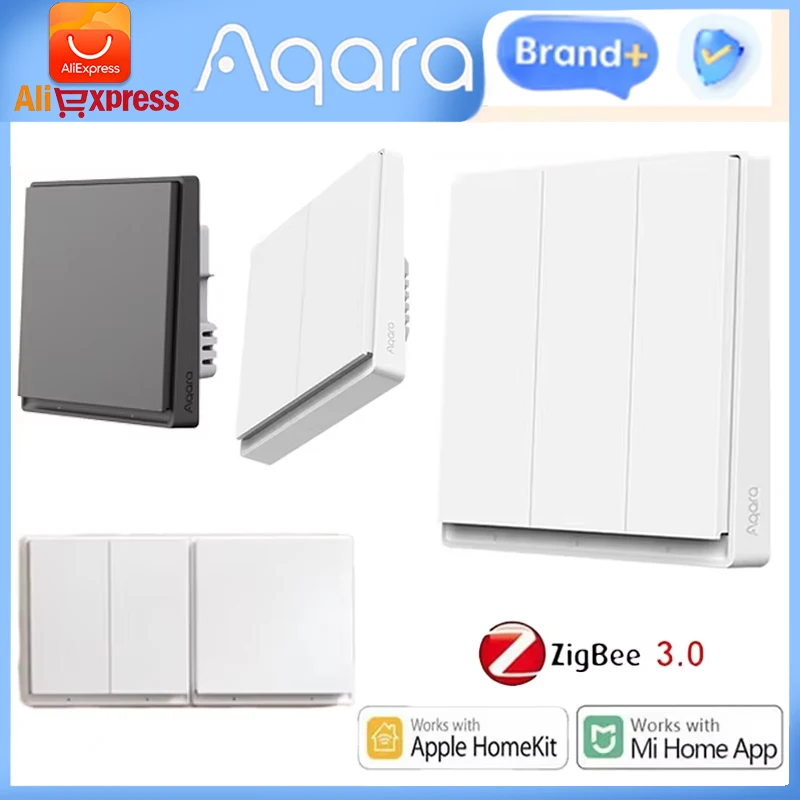 

Оригинальный настенный переключатель Aqara Smart E1 ZigBee 3,0, беспроводная кнопка освещения без нейтрального провода для Xiaomi Mi Home Homekit APP