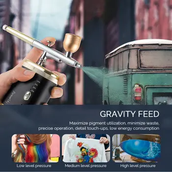 30Psi vysokotlaký 3stupňový přenosný airbrush pro nehty, umění, barvy na obličej, líčení, dort, pečivo, malování, barvení vlasů, nano stříkací pistole 12 nejlepší prodej dermoterapeutická pistole - №4