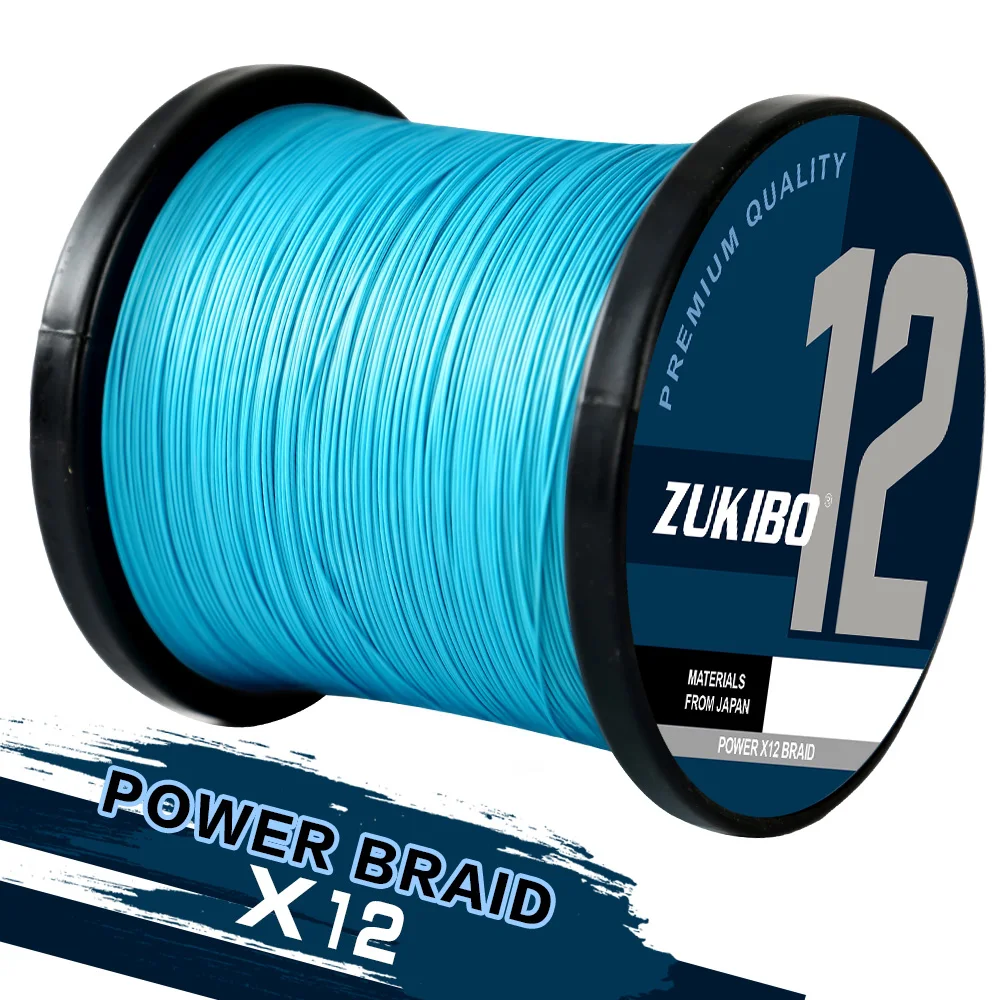 ZUKIBO 12 Strands Braided Fishing Line High Quantity Japan Multifilment PE Line Super Strong X12 Smooth Durable Fishing Line