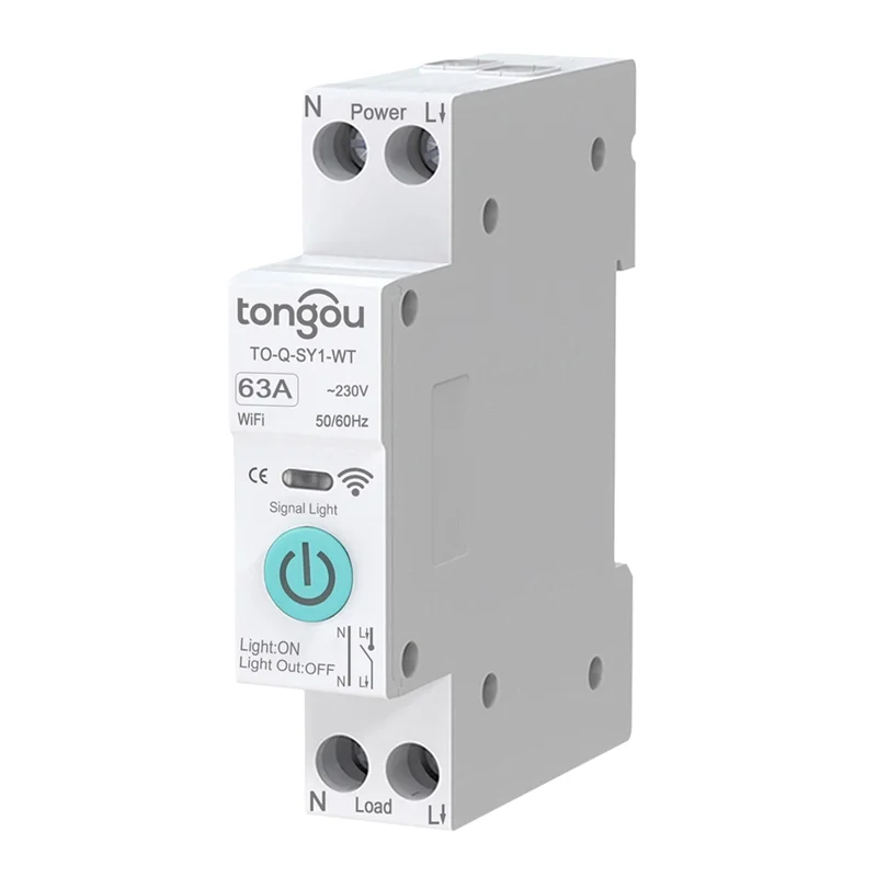 Excellent-TONGOU DC WIFI Smart Circuit Breaker 63A DIN Rail For Smart Home Wireless Remote Control Switch By APP White
