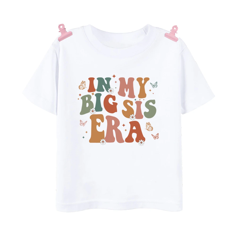 In My Big Sis Lil Sis Era Print T-shirt Girls Sibling Matching Clothes Shirt Kid Summer Tee Child Family Outfit Short Sleeve Top image 5