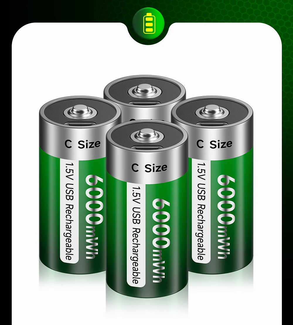 PALO 1,5V C-Größe Li-Ionen-Akku 6000mWh Typ C Wiederaufladbare Lithium-Batterien C-Größe Lipo LR14 Akku für Taschenlampen Gaskocher – Detail 12