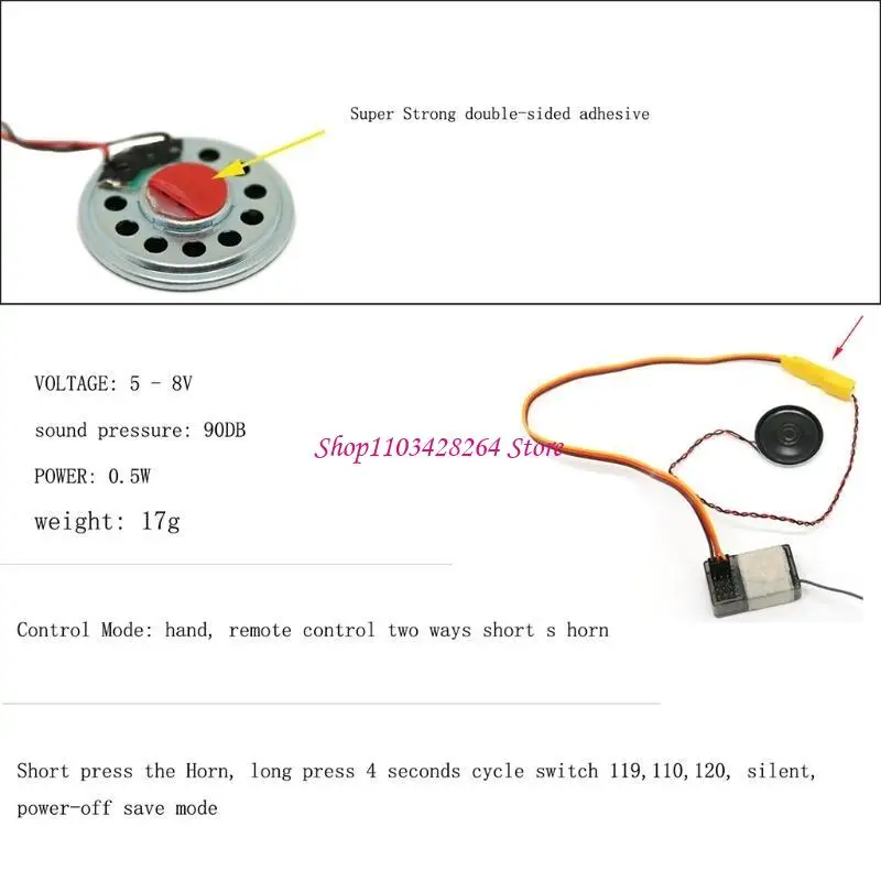 3 Real Sounds for RC Car Model Mini Horn Speaker DIY Upgraded Modify RC for Cars High Detailed Simulation Easy to Carry