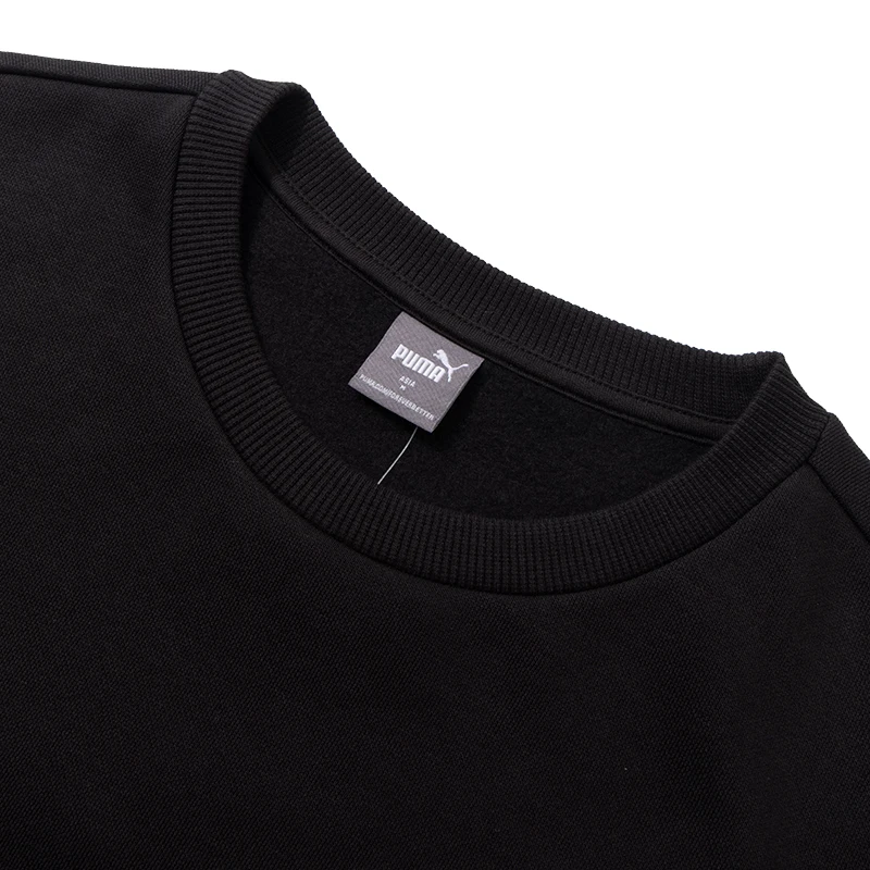 Puma Ess + سترة نسائية مريحة بشعار صغير Crew Fl مبطنة بالصوف بلوفر فضفاض مريح للرياضات الخارجية والجري 685587-01