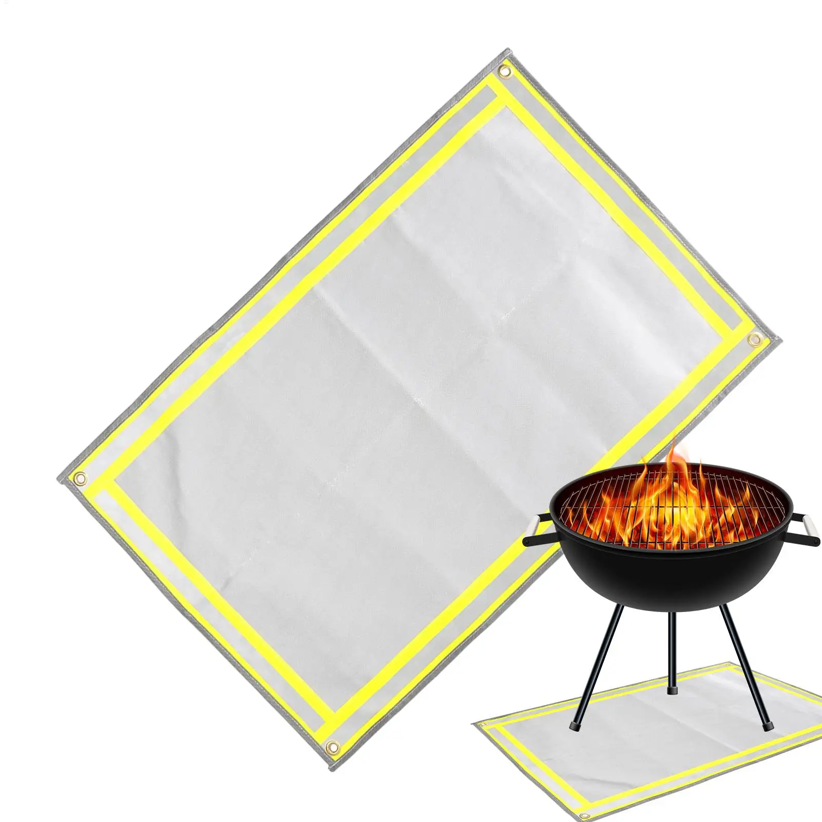 

Коврик для костра, многоразовый огнестойкий светоотражающий портативный противоскользящий коврик для барбекю, напольный коврик для кемпинга, патио, лужайки, пикника, кемпинга, пешего туризма