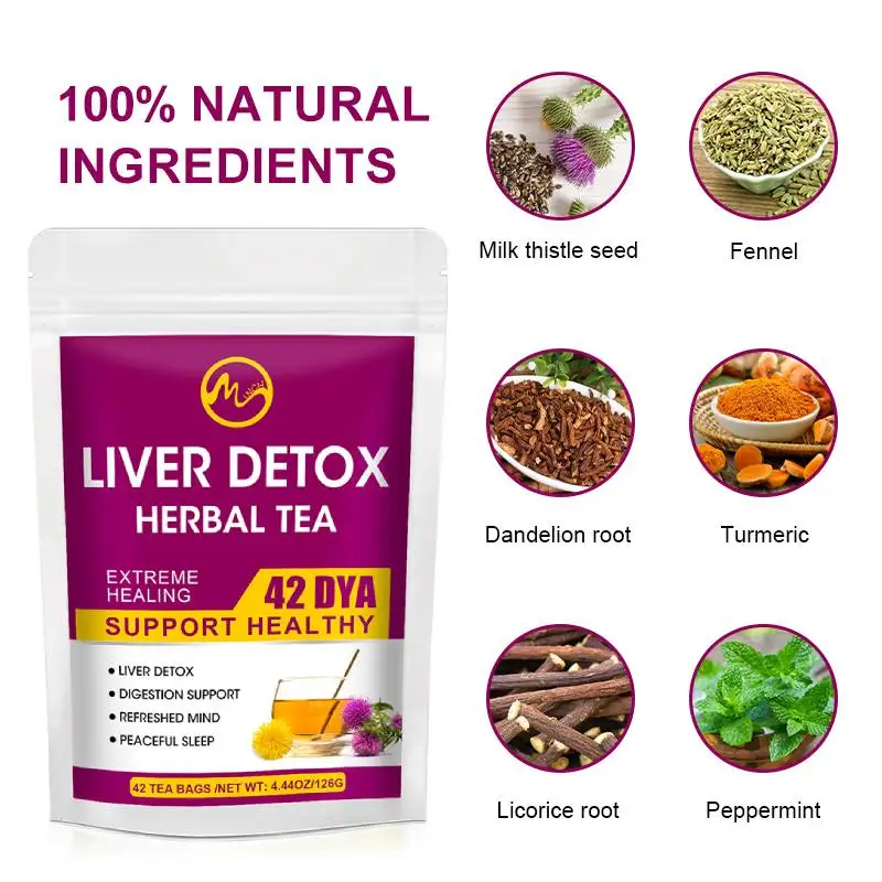 Bolsitas de té para desintoxicación del hígado Minch, hierbas únicas naturales y orgánicas, eliminan el calor, desintoxicantes, nutre y apoya la salud de su hígado