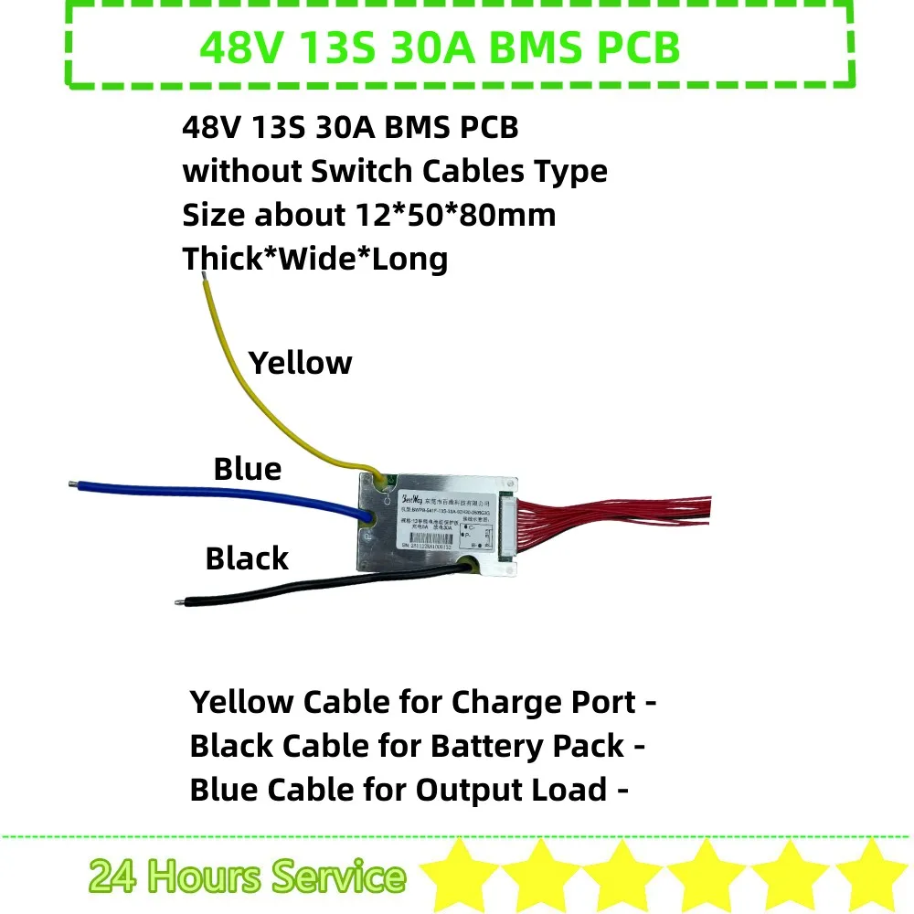 48V 52V 13S 14S 25A 30A 40A 25Ah 30Ah 40Ah BMS PCB akumulator litowo-jonowy BMS PCB z przełącznikiem lub bez kabli przełączających 52V 48V BMS