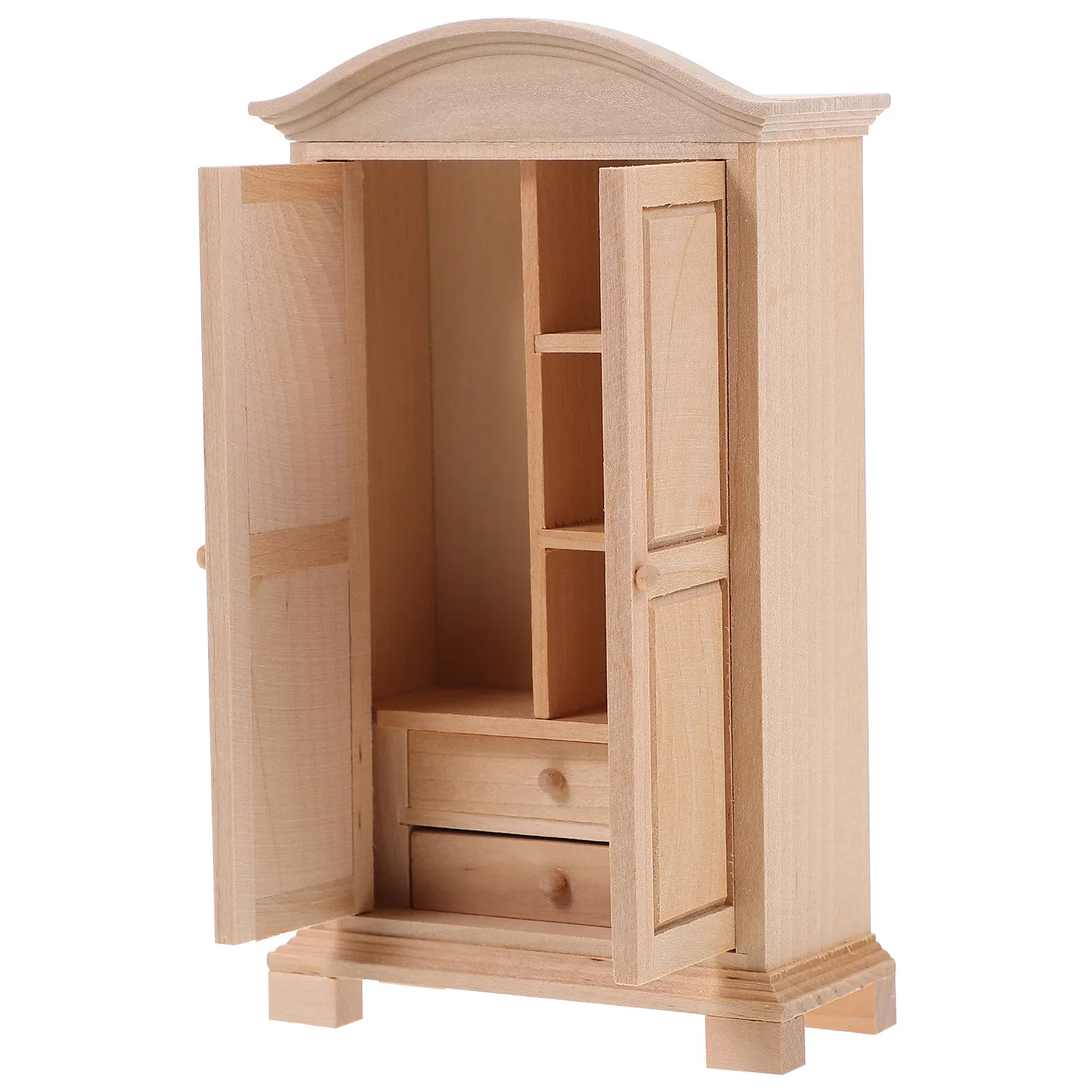 

Detailed Mini Wooden Wardrobe Tiny Storage Closet for Dollhouse Miniature Furniture Decor Multifunctional Mini Home Interior