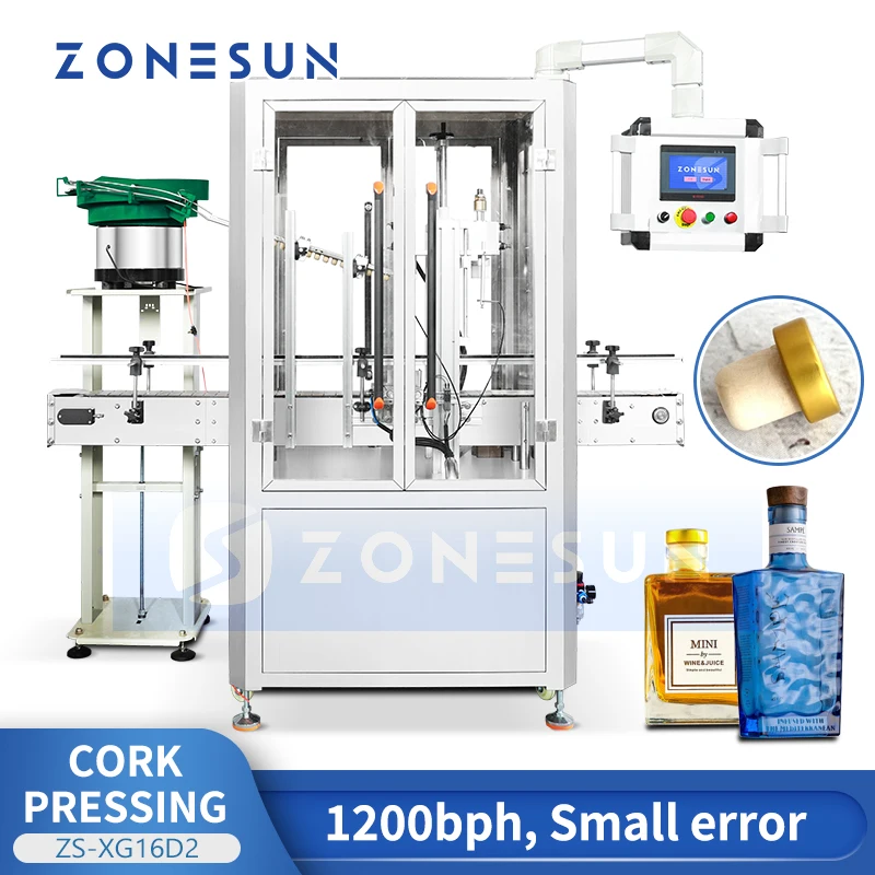 Zonesun ZS-XG16D2 máquina automática de prensagem de tampa para fechamento de jarra de garrafa de cortiça com máquina tampando de tampa contra poeira