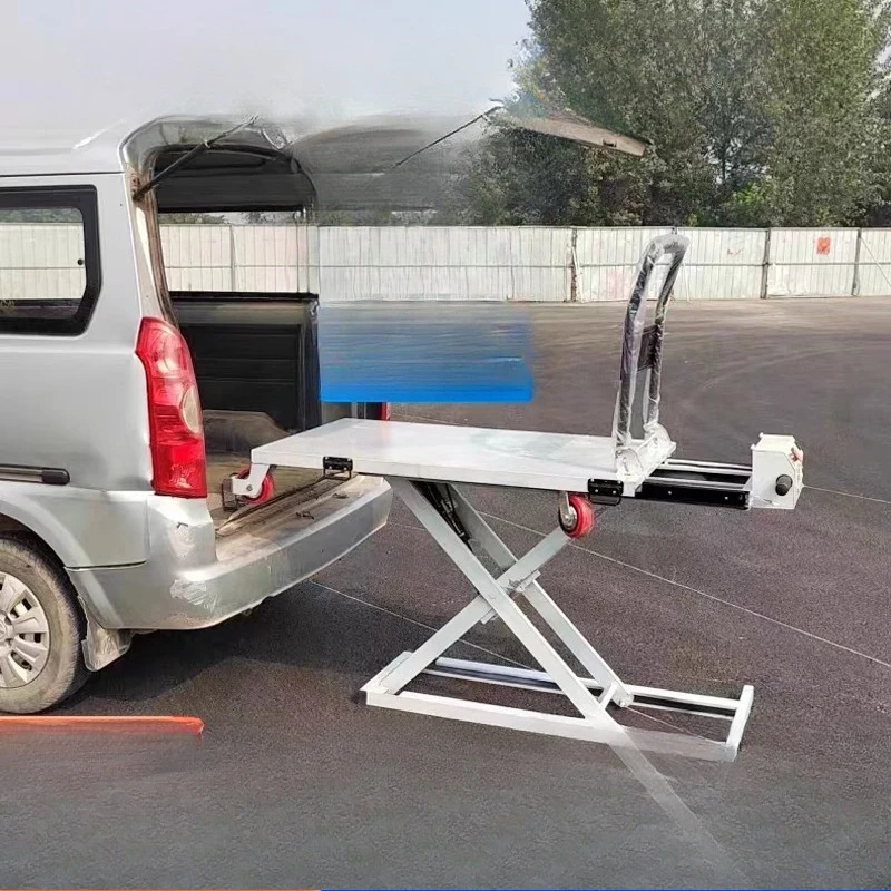 

Electric lake hydraulic lift with drone handling scissor fork slide rail mobile hand push flatbed truck