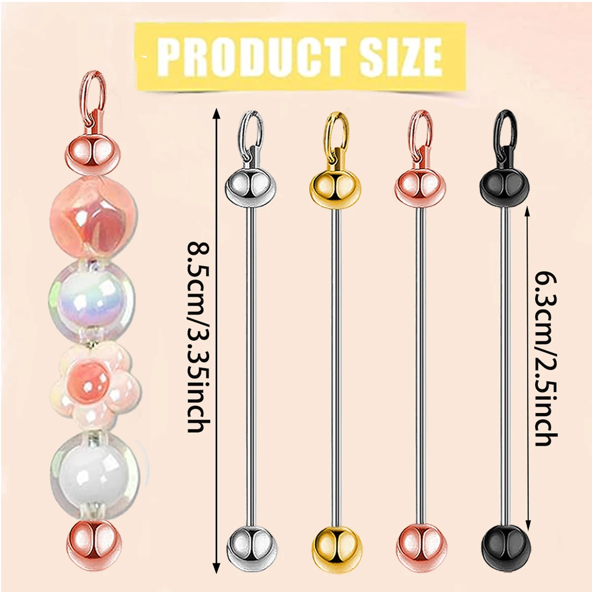 10/20 Pcs Blank Beaded Keychain Rods(No Beads), DIY Beads Keychain Accessories, Bag Decor, DIY Crafts and Gift Making