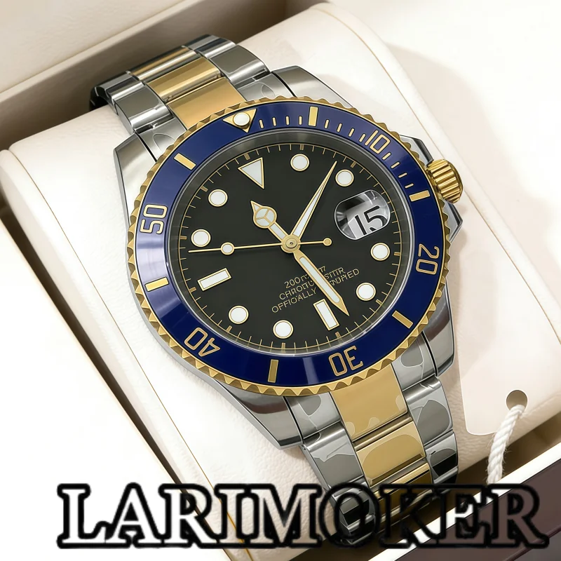 

Мужские роскошные автоматические механические часы LARIMOKER 40 мм из золотистой нержавеющей стали с сапфировым стеклом и механизмом NH35