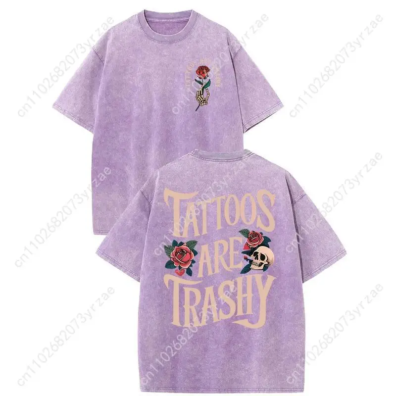 เสื้อยืดลายสักสไตล์เรโทรเท่ๆ สำหรับผู้ชายและผู้หญิง เสื้อยืดวินเทจคุณภาพสูง ผ้าฝ้าย แขนสั้น แฟชั่น เสื้อยืดเนื้อนุ่ม ระบายอากาศได้ดี