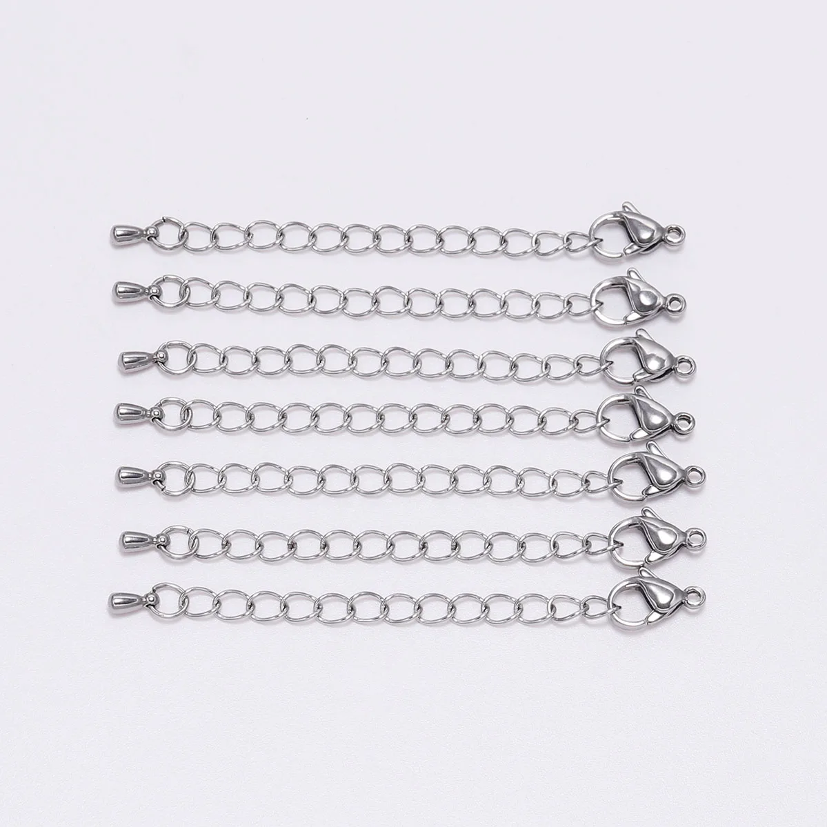 10pcs/Lot 5/7cm Extension Tail End Chain Lobster Clasp Stainless Steel DIY Extender Chains Necklace for Jewelry Making Findings