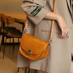 2023 New Style Real Leather Women's Bag Vegetable Tanned Genuine Cow Leather Single Shoulder Messenger Bag Lady Popular Purse