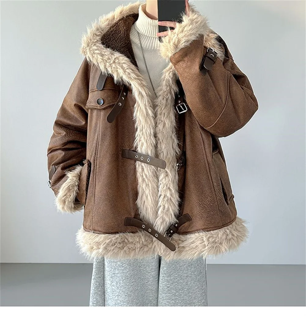 

Stand-up collar fur integrated cotton-padded women's tide 2024 winter thickened lamb wool cotton-padded jacket suede coat