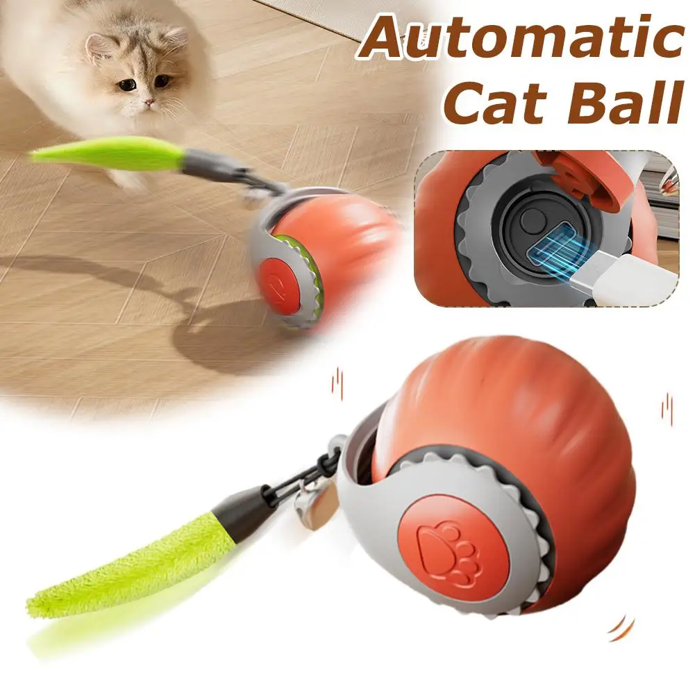 Interactive Cat Toy Ball Super Drive Cat Rolling Balls Toys Kitten Cat Toys Self-moving Accessories Electric Training Tease K0R6