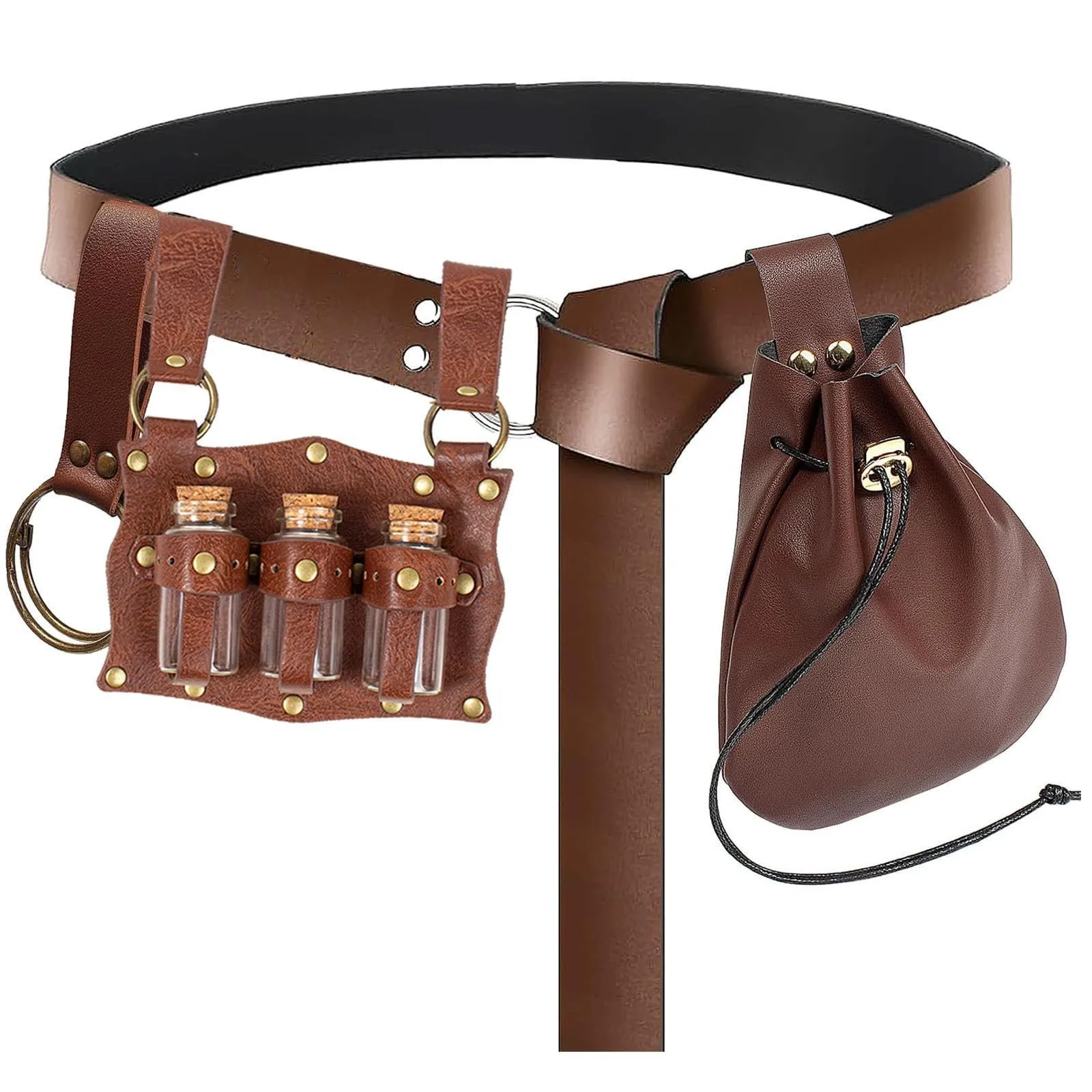 

Аксессуары для костюмов эпохи Возрождения, поясная сумка, бутылки солля, кожаный держатель, средневековый фестиваль, костюм на Хэллоуин, поясной комплект