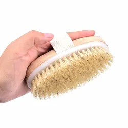 Brosse de Massage en poils naturels pour la peau sèche, douce, pour le bain, SPA