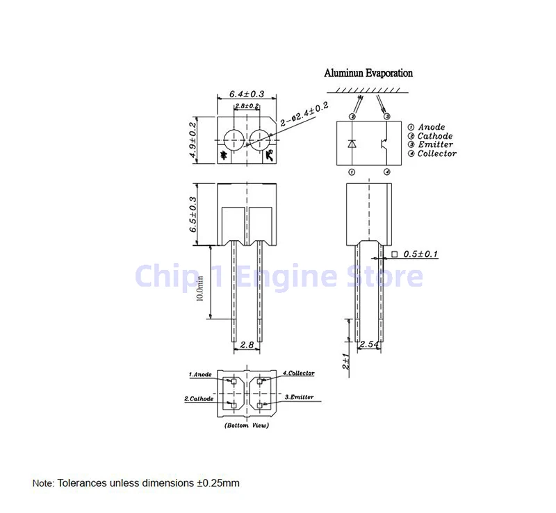 เซนเซอร์โฟโตอิเล็กทริกสวิตช์สะท้อนแสงแบบจุ่ม5/10ชิ้น ITR20001