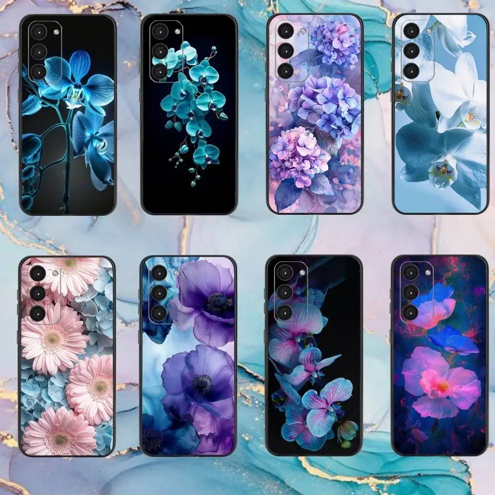 

Elegant Pink and Blue Orchid Phone Case For Samsung Galaxy A73,A72,A71,A70,A53,A52,A51,Others Soft Black Cover