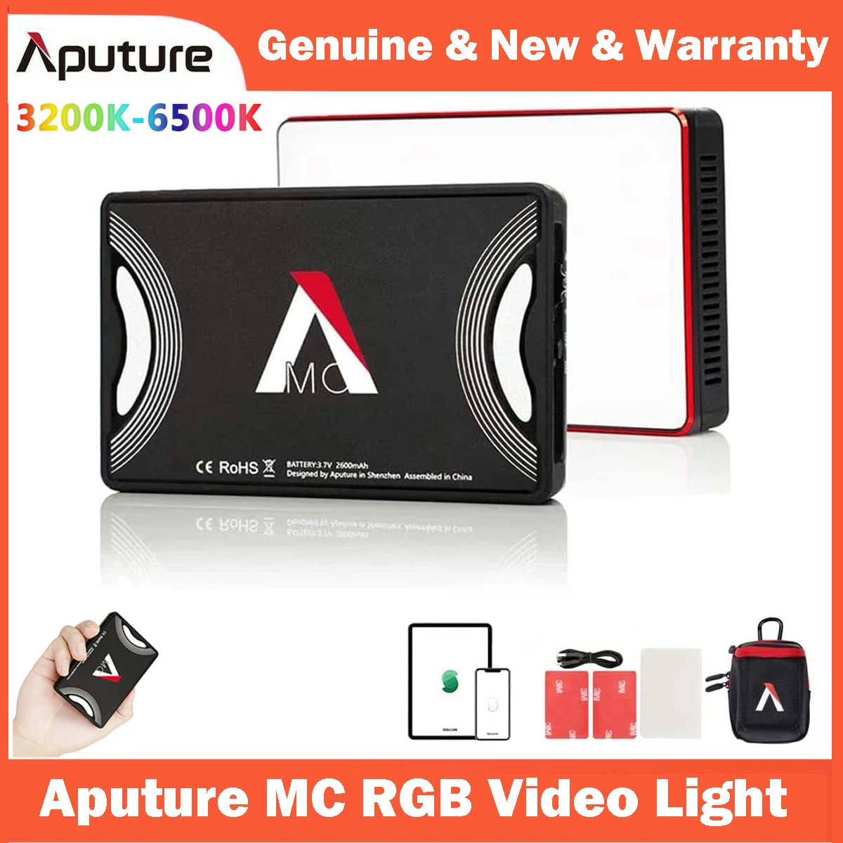 Aputure MC AL-MC 3200K-6500K Portable LED RGBWW Light With HSI/CCT/FX Lighting Modes Video Photography Lighting AL MC Mini Light