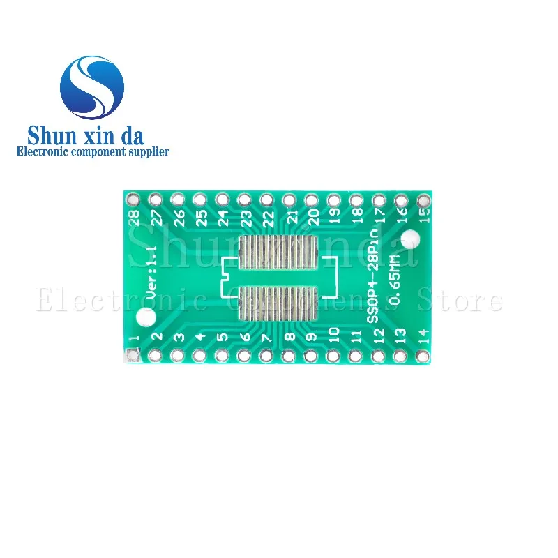 10PCS SSOP28 TSSOP28 SOP-28 SOP28 to DIP28 Transfer Board DIP Pin Board Pitch IC Adapter plate Conversion board 0.65/1.27mm