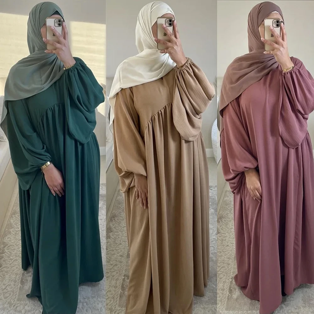 

Abayas for Women Dubai Muslim Modest Dress Solid Color Loose Casual Comfort Robe Autumn Long Sleeve Islam Clothes Eid Ramadan