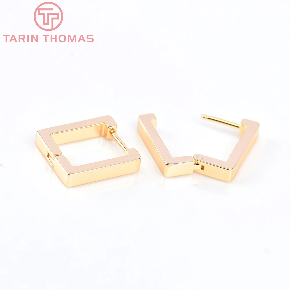 (5759) 13x15MM 24k Gold Color Brass Square Earrings Hoop DIY High Quality Jewelry Making Findings Accessories Wholesale