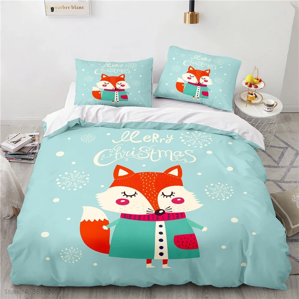 Cartoon Winter Little Fox Bedding Set 3d Duvet Cover Sets Pillowcase Children Single Double Twin Full Queen King Size Bedclothes