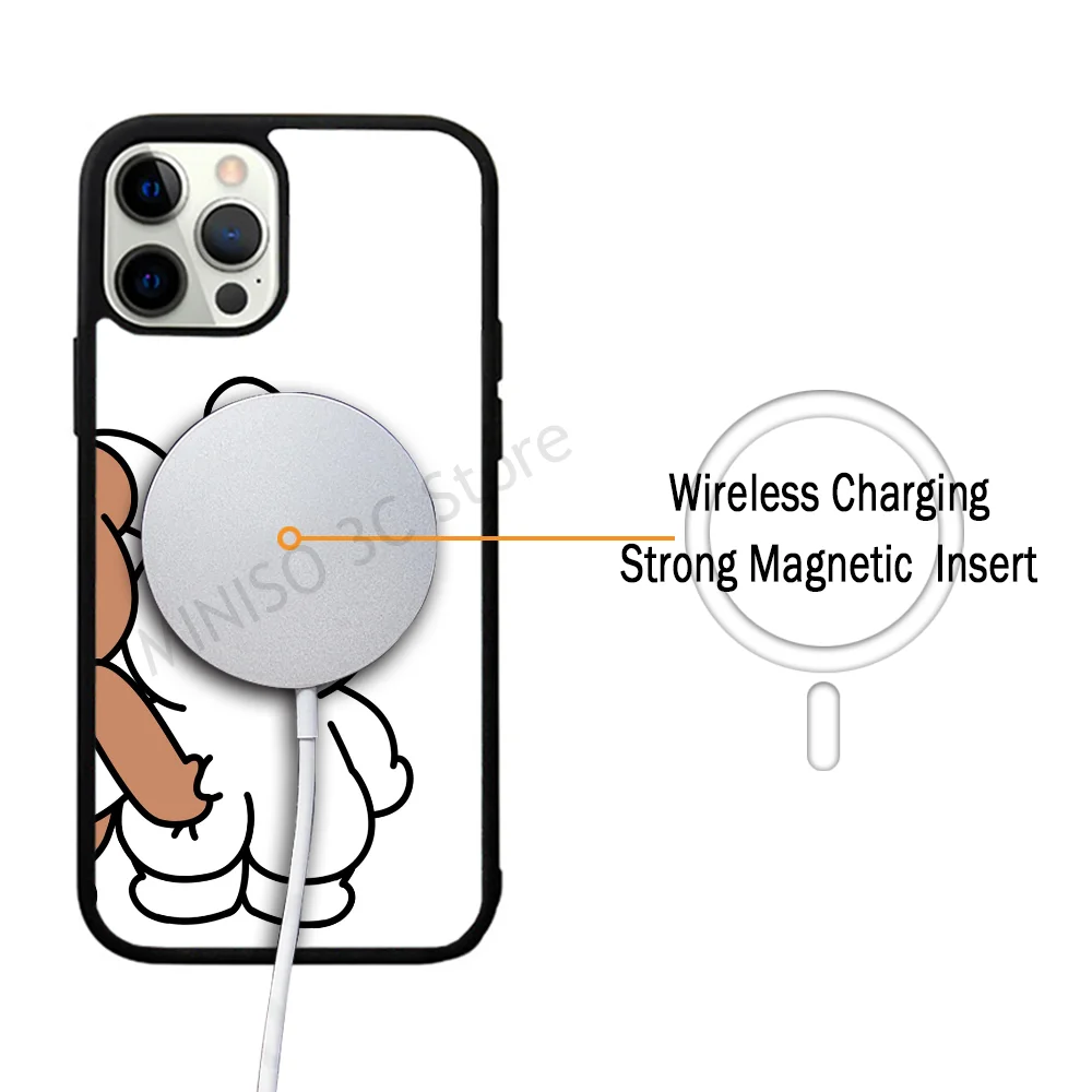 Funny Cartoon Pinch Butt Bear Rabbit Couple Phone Case Strong Magnetic For IPhone 15 14 13 Pro Max 11 12 Mini For Magsafe