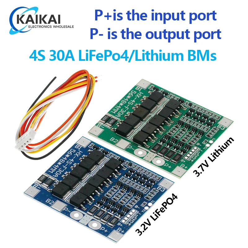 BMS 4S 3.2V 3.7V 30A LiFePO4 / Lithium Battery Charge Protection Board 12.8V 14.4V 18650 32650 Battery Packs With Balance