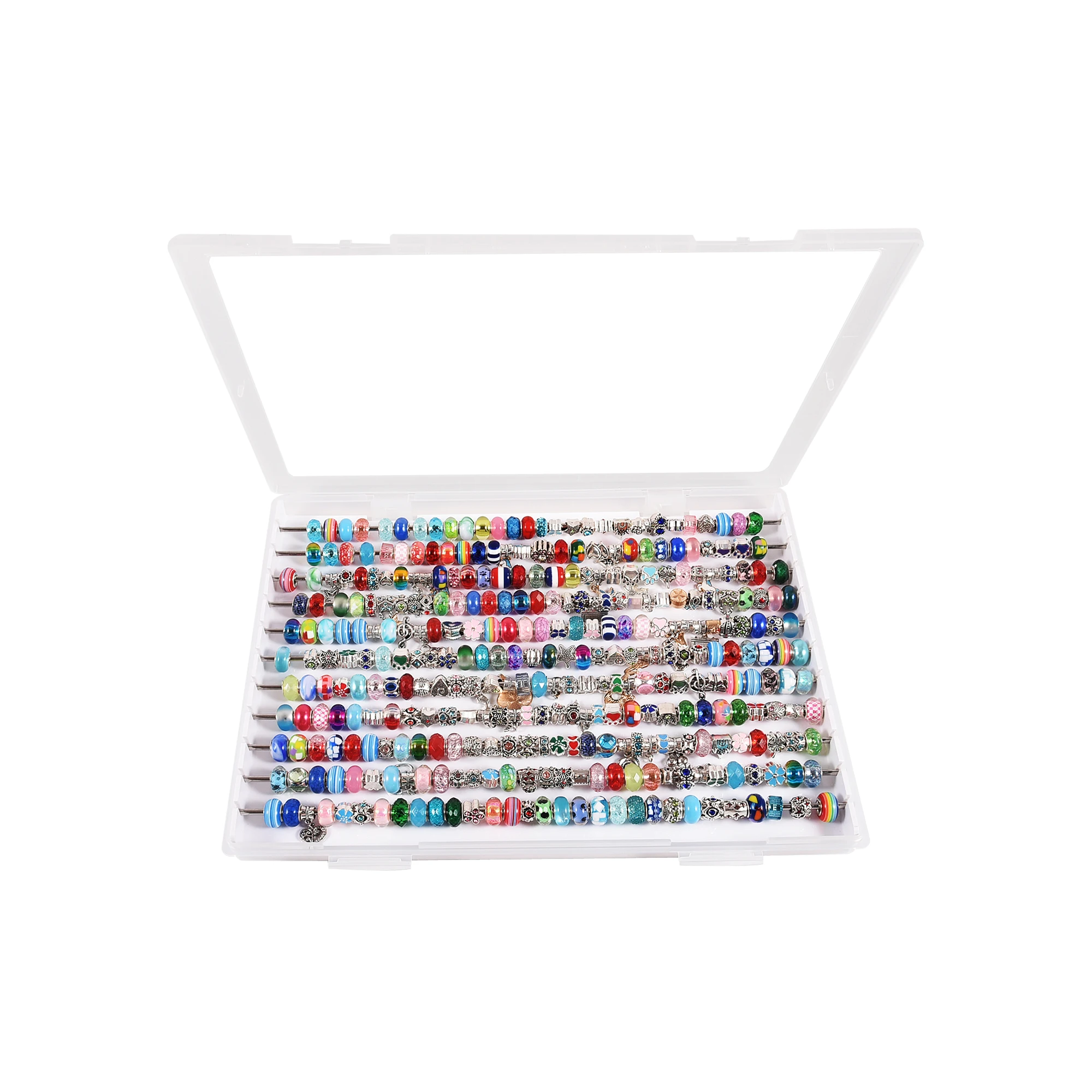 Loose Beads Display Showcase Acrylic Jewelry Bracelet Charms Holder Storage Box Large Capacity Transparent Ring Hanger Dustproof