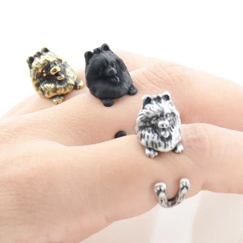 Adorable Vintage Pomeranian German Spitz Klein Dog Ring Unique Pet Lover\'s Jewelry Adjustable Perfect Gift for Dog Enthusiasts